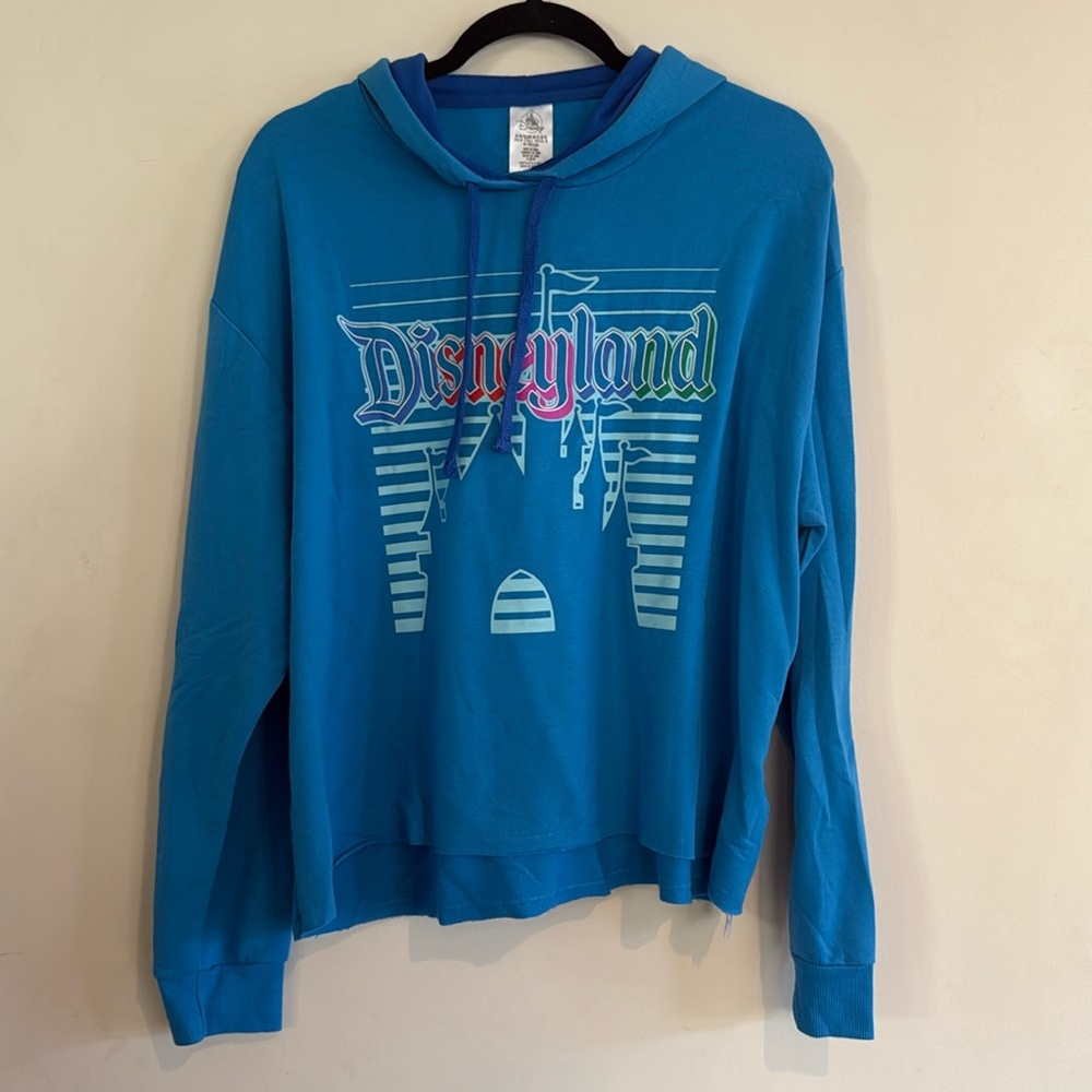 Disney Theme Park Disneyland Womens Blue Cropped Hoodie Size XL